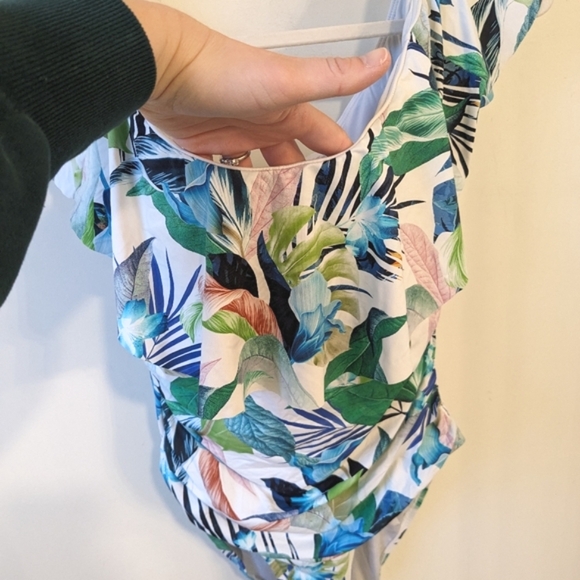 La Blanca Tummy Control Off Shoulder One Piece Floral Swim Suit Size 12 - Picture 4 of 13